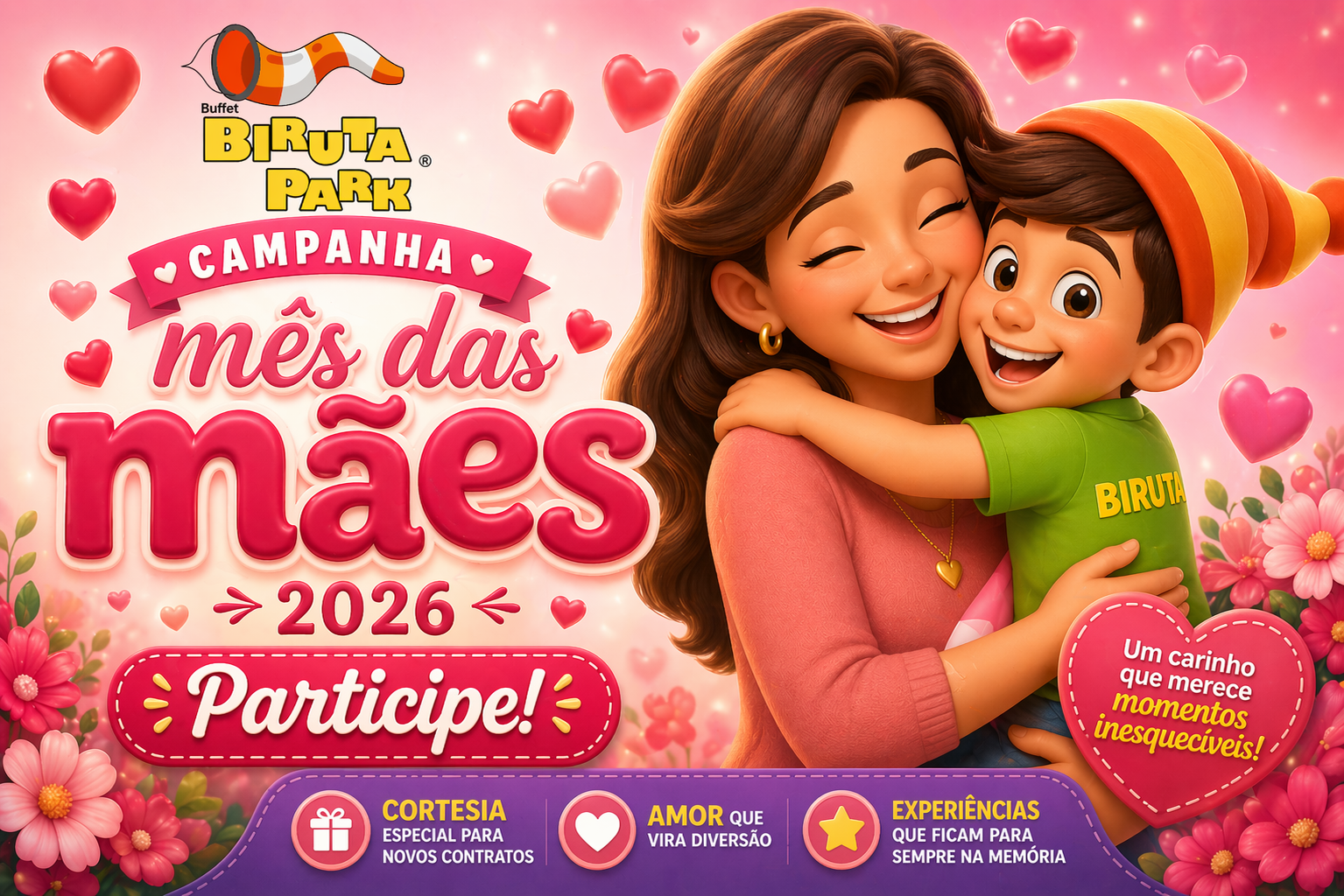 Campanha Mês das Mães Buffet Biruta Park